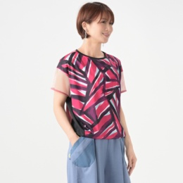 SUPERLADY 袖メッシュコクーンシルエットプルオーバー