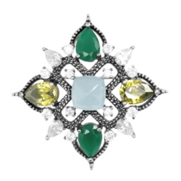 アクアマリン&CZ スクエアペンダントヘッド/ブローチ[カリス]