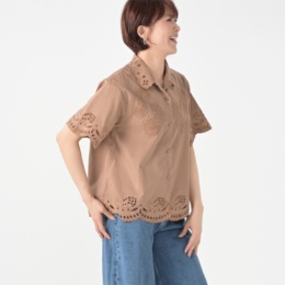 GRC スカラップ刺繍シャツ