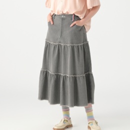 PERSONS ヴィンテージウォッシュ加工サマーデニムスカート