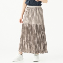  Anne Coquine チンツ加工イレギュラープリーツスカート