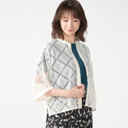 Coeur sucre スタンドカラーレースシャツカーディガン