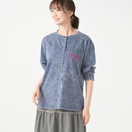 PERSONS ウォッシュ加工カットソーカーディガン