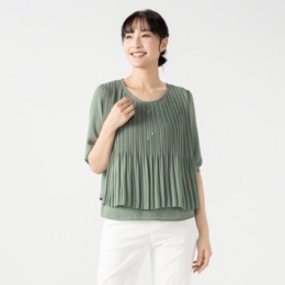 Beauty Fit 前身プリーツアクセ付ブラウス