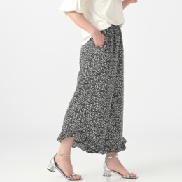Pixie Heart さらさらプリントフリルワイドパンツ