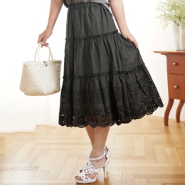 JEWEL MORRY’S表地コットン100%スカラップ刺繍スカート