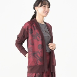 MASAGO 布帛とジャージドッキングVネックカーディガン