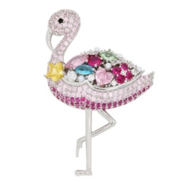  JinkaNezu トロピカルマグネットブローチ[ピンクフラミンゴ]