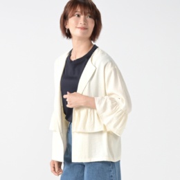 BOBSON SunSister 麻混フリルカーディガンジャケット