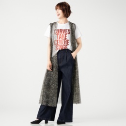 Anne Coquine プリントチュールボリュームロングジレ