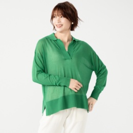 Anne Coquine シアーラメニットスキッパープルオーバー