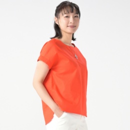 Anne Coquine ストレッチフレンチリネンターンバックブラウス