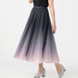 Anne Coquine プリントチュールボリュームロングスカート