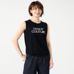 Anne Coquine カーループヤーン3D刺繍ノースリプルオーバー