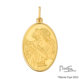 純金 ミュシャ 四季 オーバルメダルペンダントヘッド