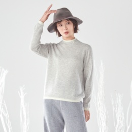 CASHYAGE カシミヤ100% レイヤード風プルオーバー