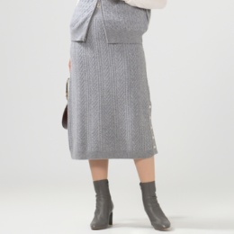 CASHYAGE カシミヤ100% ケーブル編みスカート