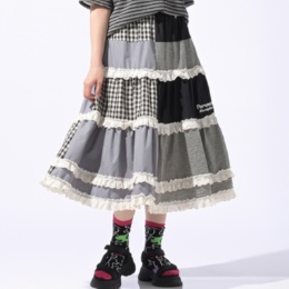 PERSONS ヴィンテージライク異素材ミックススカート