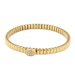 ステンレス CZ オーバルモチーフ ストレッチバングル