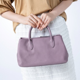 BARCOS シュリンクレザー3層ハンドバッグ