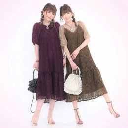 &LOVE フラワーラッセルレースの細魅えキャミドレス