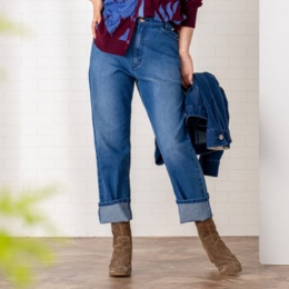 calma 選べる股下 ルーズシルエット大人顔デニムパンツ