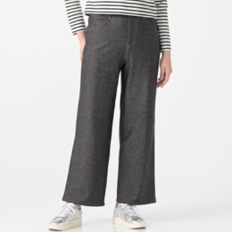 BOBSON SunSisterストレッチニットデニム調セミワイドパンツ