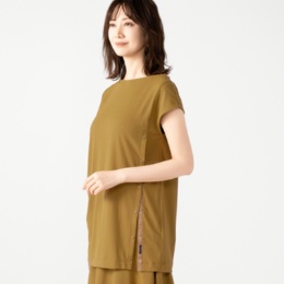 calma マット光沢 サイドスリットロングチュニック