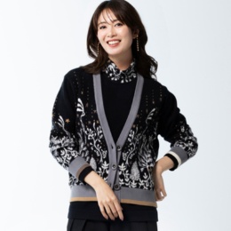 calma フォレストスカイジャガードニットカーデ