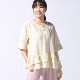 PERSONS ドットペプラムブラウス