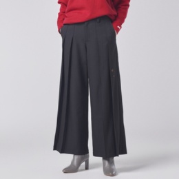 calma 選べる股下 プリーツワイドパンツ