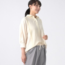 ROHERBE 異素材使いボクシーブラウス