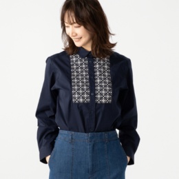H.HOLIDAY 幾何学調オリジナル刺繍ブラウス