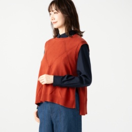 H.HOLIDAY オリジナルダイヤ柄綿混ニットベスト