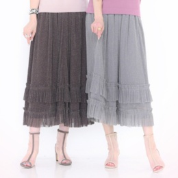 &LOVE フェミニンに揺れるラメチュールふりるスカート