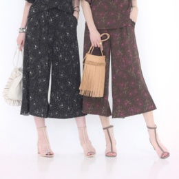 &LOVE ゴージャスふりるの線タッチフラワーリラクパンツ