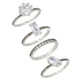 ファトラ シルバー925キュービックジルコニア4本セットリング