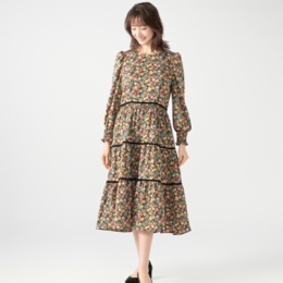 Pixie Heart ティアードデザイン プリントワンピース