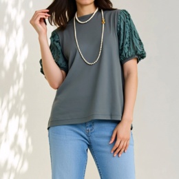 Provador スーピマコットン テープレース袖プルオーバー