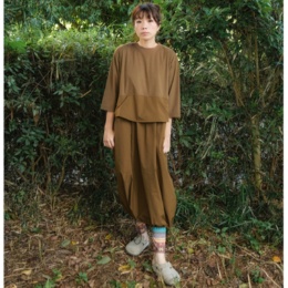 Carney 異素材ドッキング フェイクレイヤードワンピース