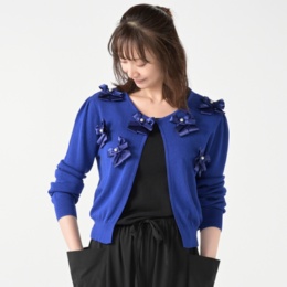 KawaiOkada リボン加工ニットカーディガン