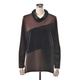 BOUTIQUE JUNKO ベロア切替タートルネックプルオーバー
