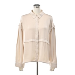 MORNMAGIE タックがデザインポイント 楊柳シャツブラウス