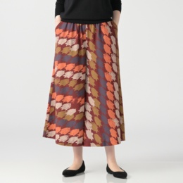 MORNMAGIE キュートな千鳥プリントガウチョパンツ