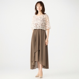 Replete クラシカルチュール刺繍xジョーゼットワンピース