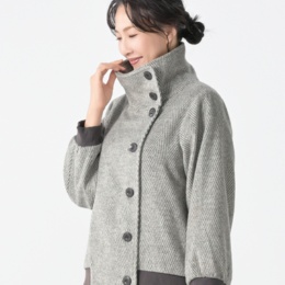 ModdedAnce ビッグスタンドカラーヘリンボーンコート