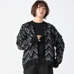 ModdedAnce ジグザグループ編みニットカーディガン