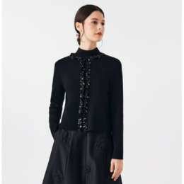 FEE CERISE スパンコール付きメリノウールミラノリブジャケット