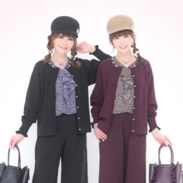 &LOVE キラキラパールビジューの華やぎ上品ニットカーデ