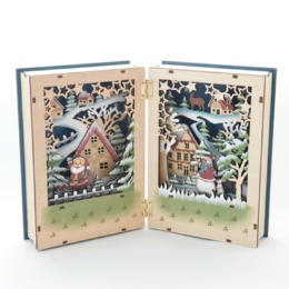 LUMIDA LED ウッドデコ ブック形 自動オンオフタイマー付